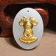 YIBIY was stunned by the brand Hetian jade Xinjiang Qiemo material Laokeng white jade Guanyin gold inlaid jade pendant A4