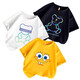 Running sisters RUNAWAY SISTERS boys cotton short-sleeved T-shirt children's spring and summer cartoon printed casual children's half-sleeved top A627 green + A665 yellow + A693 white 90