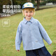 ASK JUNIOR baby shirt children's spring lapel long-sleeved striped shirt jacket boy's knitted children's clothing top blue