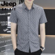 JEEP SPIRIT冰丝夏季短袖衬衫男2025薄款凉感弹力速干半袖衬衣潮流印花上衣服 7029深咖色 M 90-110斤