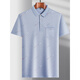 Hailan Home Hla gleiche Männer mit mittleren Altersdrapern kurzärmelig T-Shirt Daddy Anzug Sommerdünn Polo-Hemd Vater Eis Silk-9923 Blau Real Pocket M 48/165