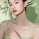 Chinese gold 18k water drop necklace for women K gold Hetian jade pendant gift for girlfriend and wife’s birthday practical 18k bamboo grass water drop pendant free S925 chain