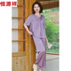 Hengyuanxiang Satin Temperament Set 2025 Summer Retro Mom Jacquard Top Straight Pants Large Size Two-Piece Set Coffee Color 1303MYC687 XL Recommended 85-100Jin [Jin equals 0.5 kg]