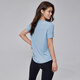 LULUUVTTOH Summer Pilates short-sleeved yoga wear for women, loose, slim, long, lightweight running T-shirt, fitness blouse top, frost blue S