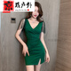 Robe de boîte de nuit Zhewei pour la robe de boîte de nuit pour femmes pour femmes Deep V robe massage foot-pied Technicien de travail de travail de travail sexy hanches 3882 Black XL suggère 115-125jin [Jin est égal à 0,5 kg]