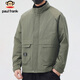 Paul Frank Jacket Men's Spring and Autumn Trendy Stand Collar Jacket Men's Casual Work Clothes Men's Top Army Green XL