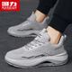 Warrior summer men's shoes mesh breathable sports dad shoes men's soft sole casual running shoes L847C gray 44