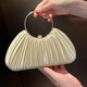 Yunshun handbag, famous high-end wrinkled bag 2025 new dinner cheongsam bag dress handheld crossbody bag folded dinner bag [Apricot color] 23*6*19CM