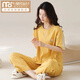 Modal cotton pajamas for women short-sleeved trousers for summer Korean women's round neck suit thin cotton exterior wear home clothes RN9715# short-sleeved trousers Cotton M (80-100Jin [Jin equals 0.5 kg])