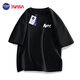 NASA GISS official trendy brand co-branded t-shirt men's summer loose casual round neck versatile printed three-quarter short-sleeved black 4XL