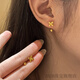 ABJB Old Phoenix 999 Pure Gold Flower U-shaped Earrings Double Ear Piercing Niche Light Luxury Versatile Small and Exquisite Earrings Golden Flower U-shaped Earrings-ED151 One Pair Two Earrings