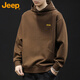 Jeep (JEEP) sweatshirt men's hooded autumn and winter loose bottoming shirt loose casual top men's brown XL