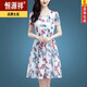 Hengyuanxiang's small ice silk dress with mother aged 40 to 50 looks slim and short-sleeved summer temperament floral skirt Ice silk 9901 skirt M 100Jin [Jin equals 0.5 kg]