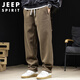 JEEP SPIRIT Jeep Casual Pants Men's Autumn and Winter Korean Style Straight Sports Pants Men's Large Size Sweatpants Black XL