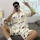 Pajama de fibra de limón Pajamas Summer Shorts Shorts Cartoon Teen Teen Casual Summer Fin Alineal Home Student Set 6623 Men M Standard (alto 165100Jin [Jin equivale a 0.5 kg])