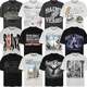 HUALIN FASHIONSaintMichael Retro American Loose Couple Short Sleeve T-shirt Summer Cotton Men and Women 1048 Black M