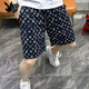 Playboy (PLAYBOY) Men's Shorts Versatile Fashion Brand Summer Five-Fifth Pants Printed Loose Trendy Beach Pants Thin New Casual Pants Clover Dark Blue Shorts L 100-120Jin [Jin is equal to 0.5 kg]
