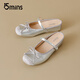 15 minutos Baotou zapatillas para mujeres en verano New Bow plano Sole Ballet Mary Jane Semi-Travel D1429AQ5 Silver 35