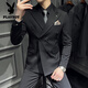 Playboy (PLAYBOY) high-end double-breasted suit men's suit business casual formal British style groom wedding dress three-piece set medium gray (suit + vest + trousers) XL 52