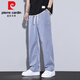
Pierre cardin Tennis Jeans Men's Summer Straight Loose Wide Legs Ground-Sports Ice Silk Casual Long Pants 1048 Black M (Size 28-29)