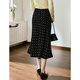 
Olrain A-line slim polka dot skirt women's autumn 2025 new high-waist slim mid-length skirt black and white polka dot L 165/72A/L