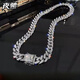 Yechi European and American street rap shining full diamond necklace Cuban chain bracelet hip-hop style nightclub bar men and women clavicle chain full diamond Cuban (necklace) 50cm silver