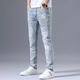 Jeans étirés haut de gamme d'automne Zhidoudou pour la marque de marque à la mode masculine à la mode à la mode mince des pieds minces couleurs légères bleu clair 3890 pantalon déchiré, taille moyenne 32 [suggéré 135-145jin [Jin est égal à 0,5 kg]]]