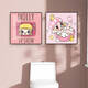 Yonghuan bathroom waterproof hanging painting without punching toilet wall hotel bedroom mural bathroom trendy cartoon decoration painting V1391 40x40cm high definition art micro spray modern black frame PS