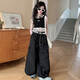 Mädchen im koreanischen Stil trendy und cooler Sommeranzug 2025 Neue Big Children's American Lace Work Clothes Wide-Bein Hosen Trendy Anzug [VL + Hosen] Kaufen Sie den Anzug erschwinglicher 140