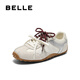 百丽（Belle）青撞色德训鞋女2025秋新商场同款时尚薄底休闲鞋E2N1DCM5预售 米白色 37 (235mm)