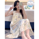 
CaileiKelai nightgown for women in summer with breast pads ice silk cool suspender pajamas summer ladies sweet and cute home clothes spring and autumn 3888 [Not removable chest pad] M [75-100Jin [Jin equals 0.5 kg]]