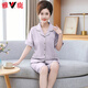
Yalu high-end mother cardigan pajamas for women in summer pure cotton short-sleeved cropped pants large-size thin style middle-aged and elderly mothers' home clothes 9898 L [100-120Jin [Jin equals 0.5 kg]]