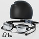 Adult swimming goggles HD waterproof and anti-fog silicone swimming goggles set colorful red + nose clip earplugs + bag