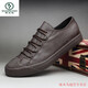Woodpecker men's shoes 2025 new spring trendy shoes casual shoes breathable men's leather shoes trendy flat-soled British all-match shoes SS9851 black and white 38