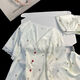 UKUHPKins小樱桃蕾丝边睡衣女夏季三件套短袖短裤长裤家居服薄 LW-9214【短袖短裤】 M 【建议80-100斤】