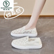 Zapatos de lona de encaje de pájaros carpinteros para mujeres transpirables delgados delgados delgados delgados Sweet Mesh Loafer Zapatos Trendy Khaki 35