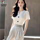 Palabra de mujeres con capas de carpintero y elegante camisa blanca de moda y camisa blanca a la moda pantalones grises de dos piezas de dos piezas + camisa blanca M [sugerir 95jin [Jin equivale a 0.5 kg] -105jin [Jin equivale a 0.5 kg]]