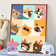 Karten gestapelt Katze Digitalöl Malerei DIY Handbemalte Füllung Färbung Heilung Öl Farbendekoration Hängende Acryl 20x30 cm Dicke Massivholz Innenrahmen LL14137 Acrylfarbe + professionelle Ölmalerei