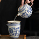 Chuangjingyi chose father's birthday gift practical 60-year-old tea set Ru kiln blue and white tea set set 2025 new home tea brewing 9214 mutton fat Yujiangshan purée - gift box pack