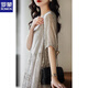 Romon gesticktes High-End-Kleid für Frauen 2025 Sommer Neue Mode Koreanische Version Slim Casual und Vielseitiges Temperament Spitzenspleißen grau m