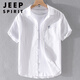 Jeep Spirit Herren-Wäsche Lappel mit kurzärärmigem T-Shirt lose Hemdkragen mit Kragen T-Cotton-Leinen T-Shirt Leinen Kleidung Yunyi-9711 Yellow L