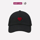 SWOF CARE Double Heart Black LOVE Red Heart Embroidered Hat Valentine's Day Gift Soft Top Baseball Cap 161247 Black/Black One Size Recommended for a head circumference of 56-60cm