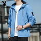 Playboy (PLAYBOY) autumn jacket for men 2025 new autumn hooded youth loose jacket short solid color jacket K12131 gray 2XL [recommended 150-165Jin [Jin equals 0.5 kg]]
