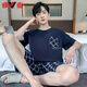 
Yalu high-end pajamas for men in summer pure cotton thin shorts for casual men's extra size cool home clothes 9928 L [100-120Jin[Jin equals 0.5 kg]]