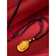 Taijufu gold-wrapped silver Buddha head pendant 9999 pure gold solid pendant native Buddha Chinese Valentine's Day gift for men and women Buddha head pendant + gold beads and black rope (gold layer thickened)