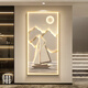 The entrance painting is facing the entrance door with lights and modern light luxury entrance decoration painting Rizhao Jinshan entrance LP-9977 60*12048 Luxury Golden LED Light Painting (plug-in 220