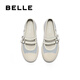 百丽（Belle）轻便薄底休闲玛丽珍鞋女2025秋新双条带舒适帆布鞋B2674CQ5 蓝色 37 (235mm)