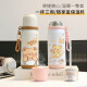 Lock Lock Butter Bear Cartoon Copa Termal Termal Estudiantil Femenina Agua Copa acuática Deportes Acero inoxidable Portable Gran capacidad blanca y azul-BXAF6227 Mantequilla Bear 500ml