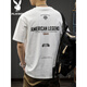 Playboy; PLAYBOY2025 white new short-sleeved T-shirt for men loose fashion brand summer pure cotton half-sleeved American ins heavy men's T-shirt HST1518 white 3XL weight 180-200Jin [Jin equals 0.5 kg]