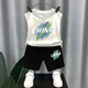 Escape Star Children's Shorts 9-14 Years Old Boy Sleeveless Vest Set Wearing Summer Thin Style Two-Piece Set in China White Vest T1049 + Black Shorts T1049 Small 90 cm Recommended height below 90CM